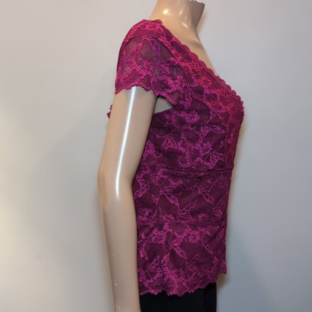 Le Chateau Fuchsia Lace Top - Picture 11 of 14
